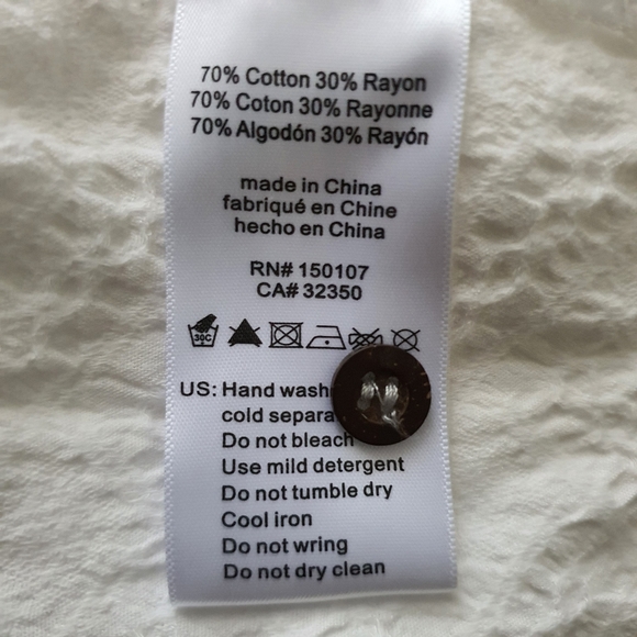 Rusty Short Sleeve V Neck White Mini Dress Size 14 NWT - Picture 6 of 12